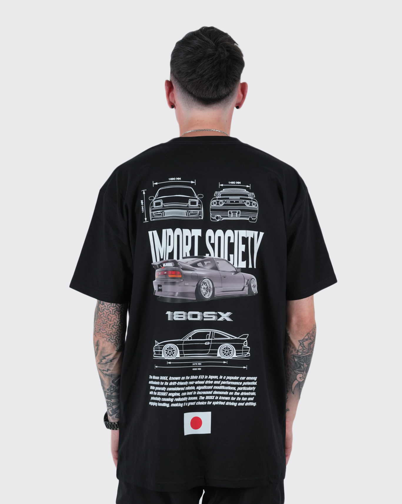 日産最終型180SX・Tシャツ 180SX outline tee | JDM Shirt | Black | Import Society AUS